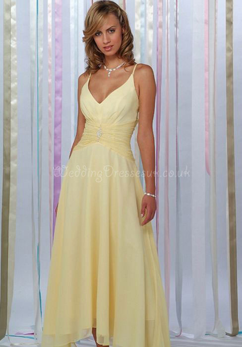 Brooch Natural Waist Chiffon Crystal A-line Evening Dress#WWY2507