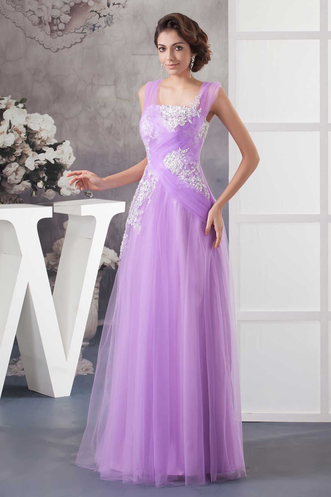 Embroidery Cap Sleeve Beading Long A-line Natural Waist Wedding Dress#WRS5537